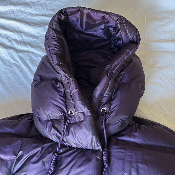 Zara down puffer coat 3/4 length with hood Size M - Picture 9 of 11